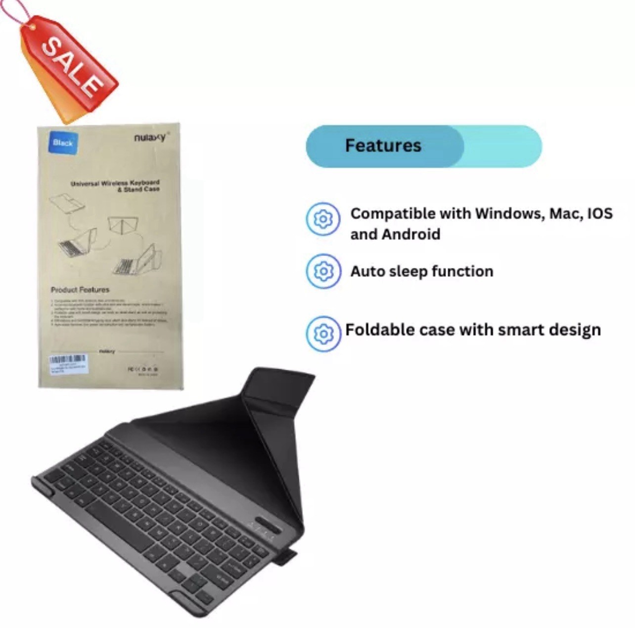 Nulaxy Universal Wireless Keyboard Stand Case- BLACK KM12