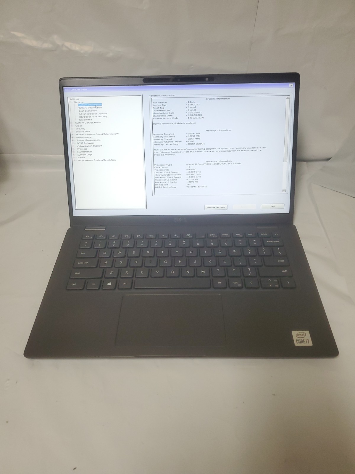 Dell Latitude 7410 14" Touchscreen i7-10610U @ 1.80GHz /16GB RAM/No SSD/Test