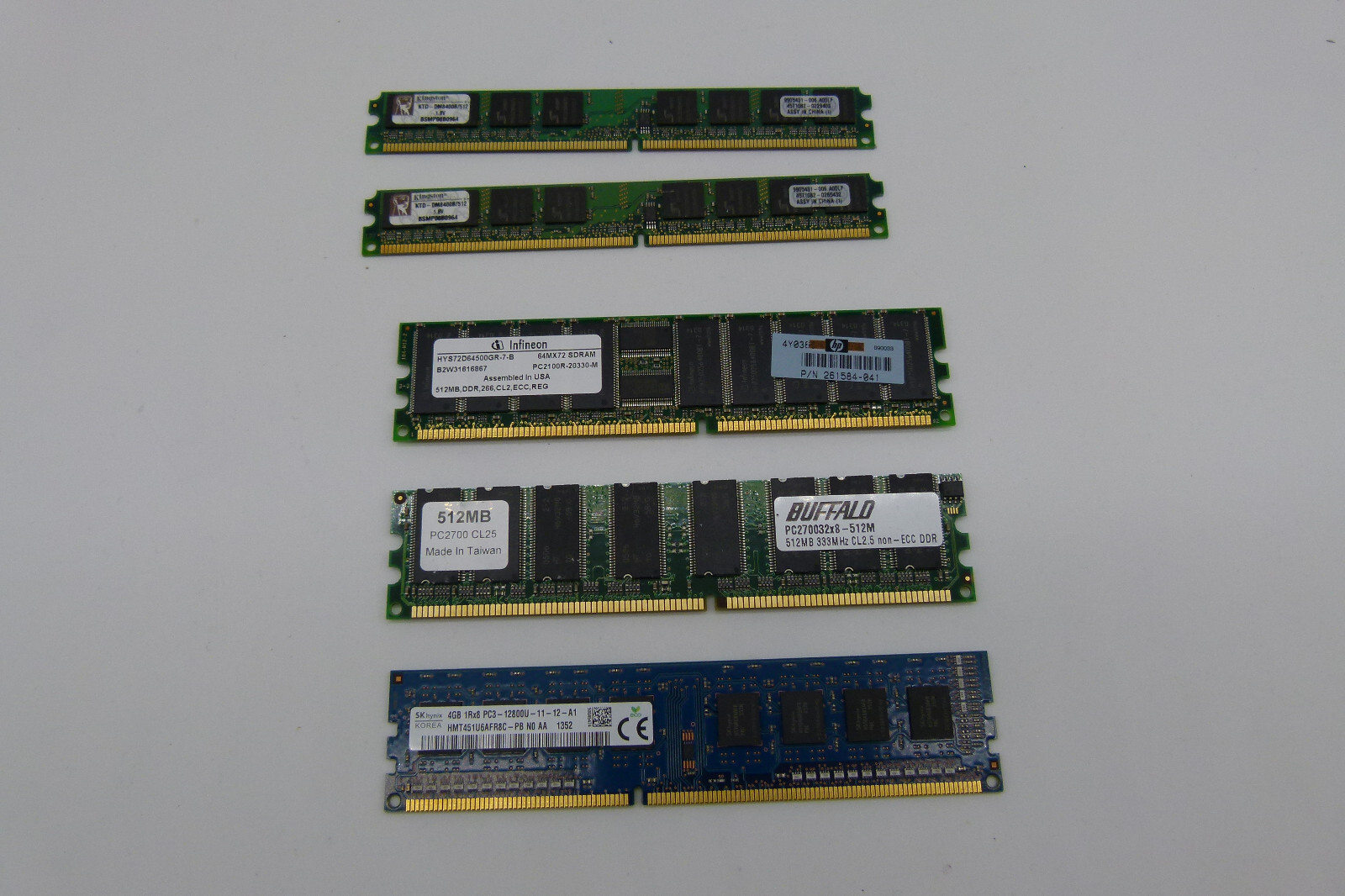 Lot of 5 pcs – RAM – Kingston, Infineon, Buffalo, SK Nynix