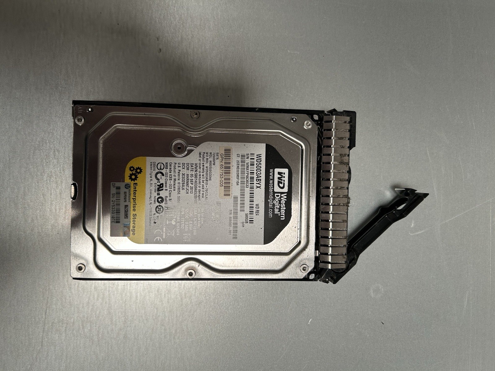 HP WD5003ABYX 658083-001 500GB 3.5" 7200RPM SATA Hard Drive w/ Tray
