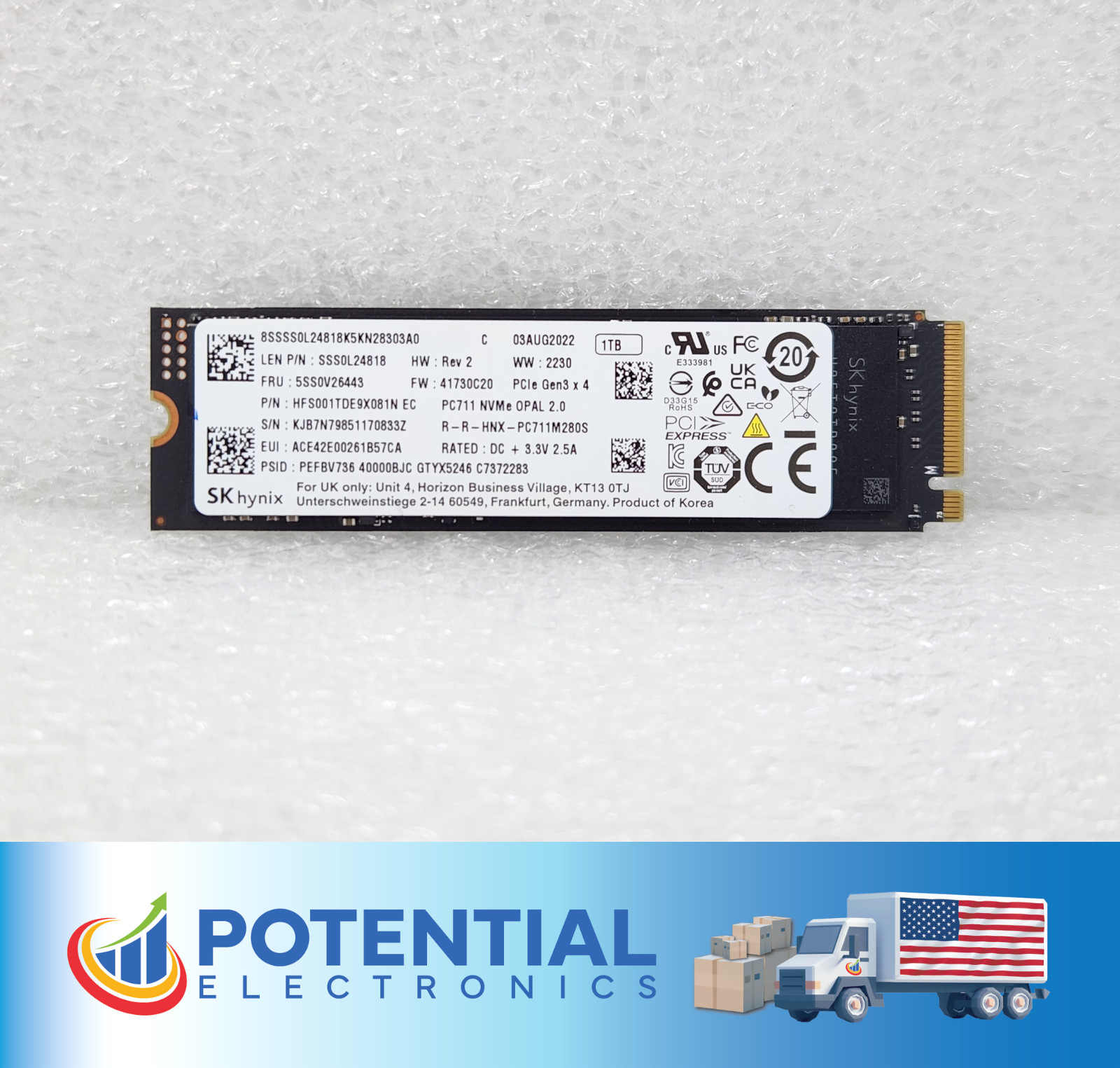 SK HYNIX PC711 HFS001TDE9X081N 1TB M.2 2280 PCIe Gen3 x4 NVMe solid state drive