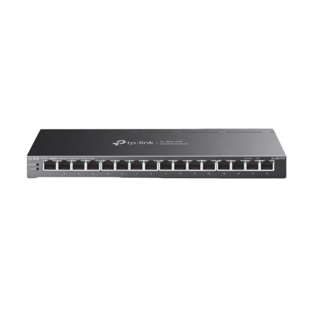 TP-Link TL-SG116P 16-Port Gigabit Desktop Switch with 16-Port PoE+ 120W