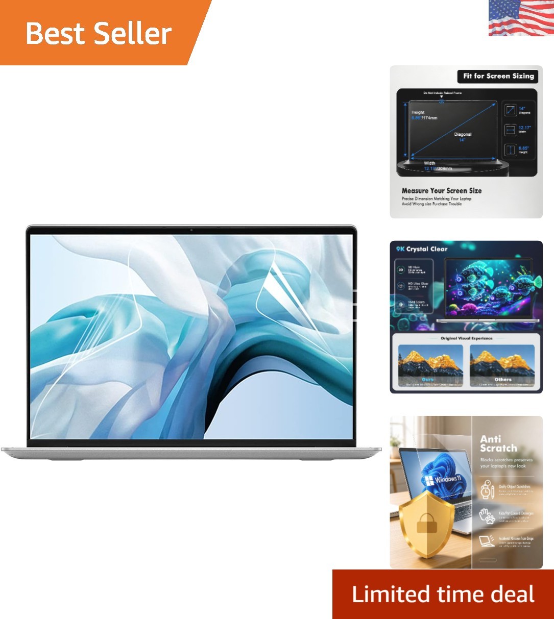 Custom Fit 2PCS 14” Anti-Scratch Laptop Screen Shield - Crystal Clear Clarity