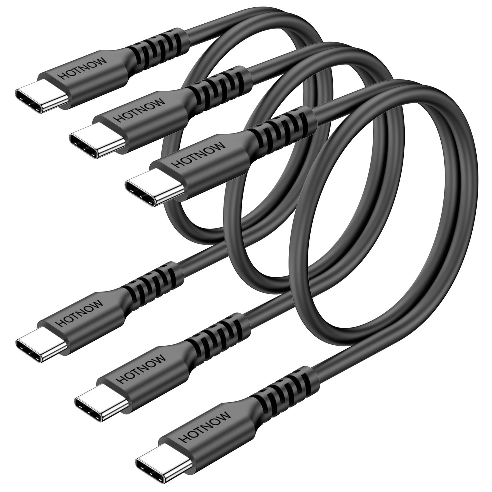 HOTNOW USB C to C Cable Short 1.5FT 3Pack, 20 inch 1.5 FT (Regular), Black