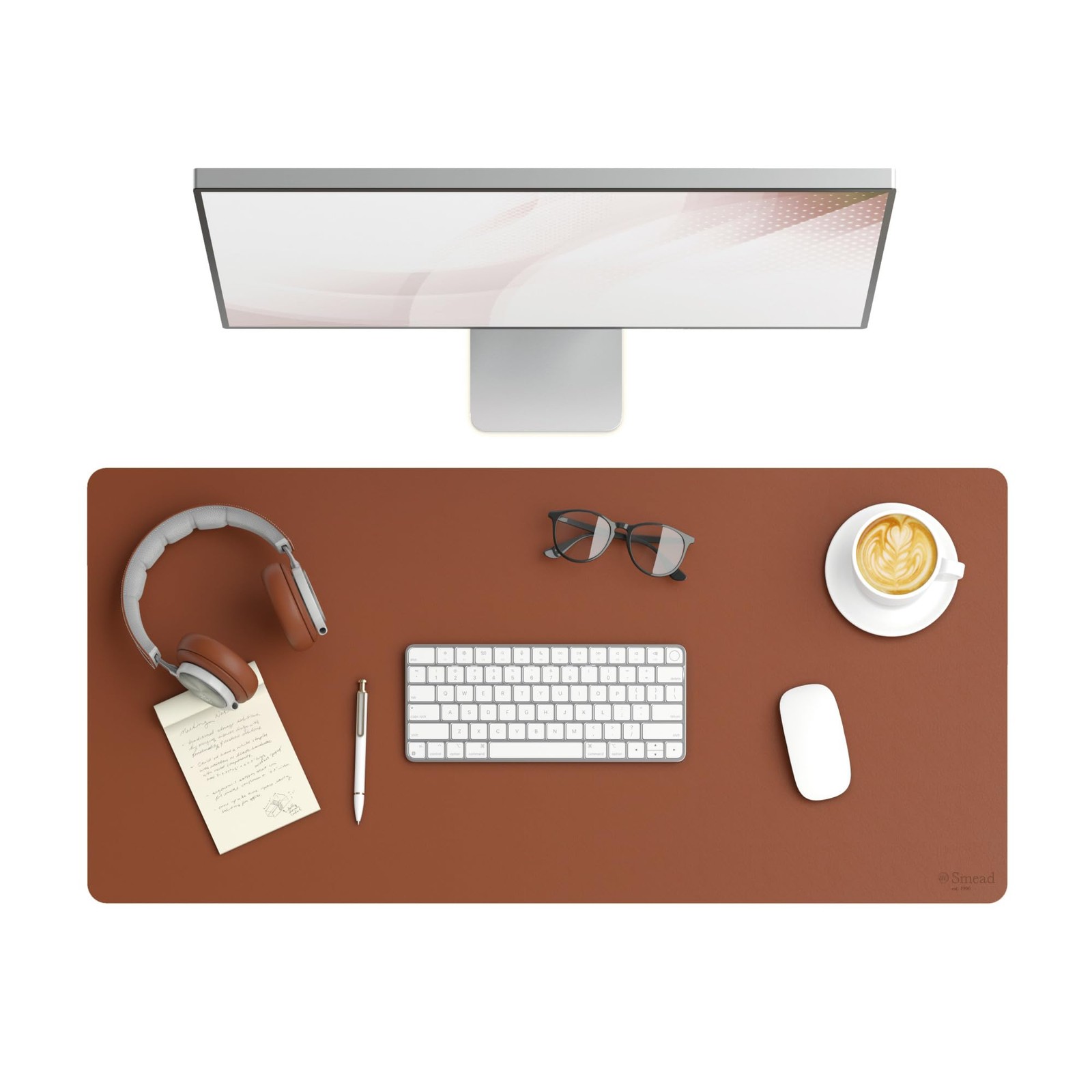 Vegan Leather Desk Pad 36x17 Elegant Waterproof Non Slip Writing Surface