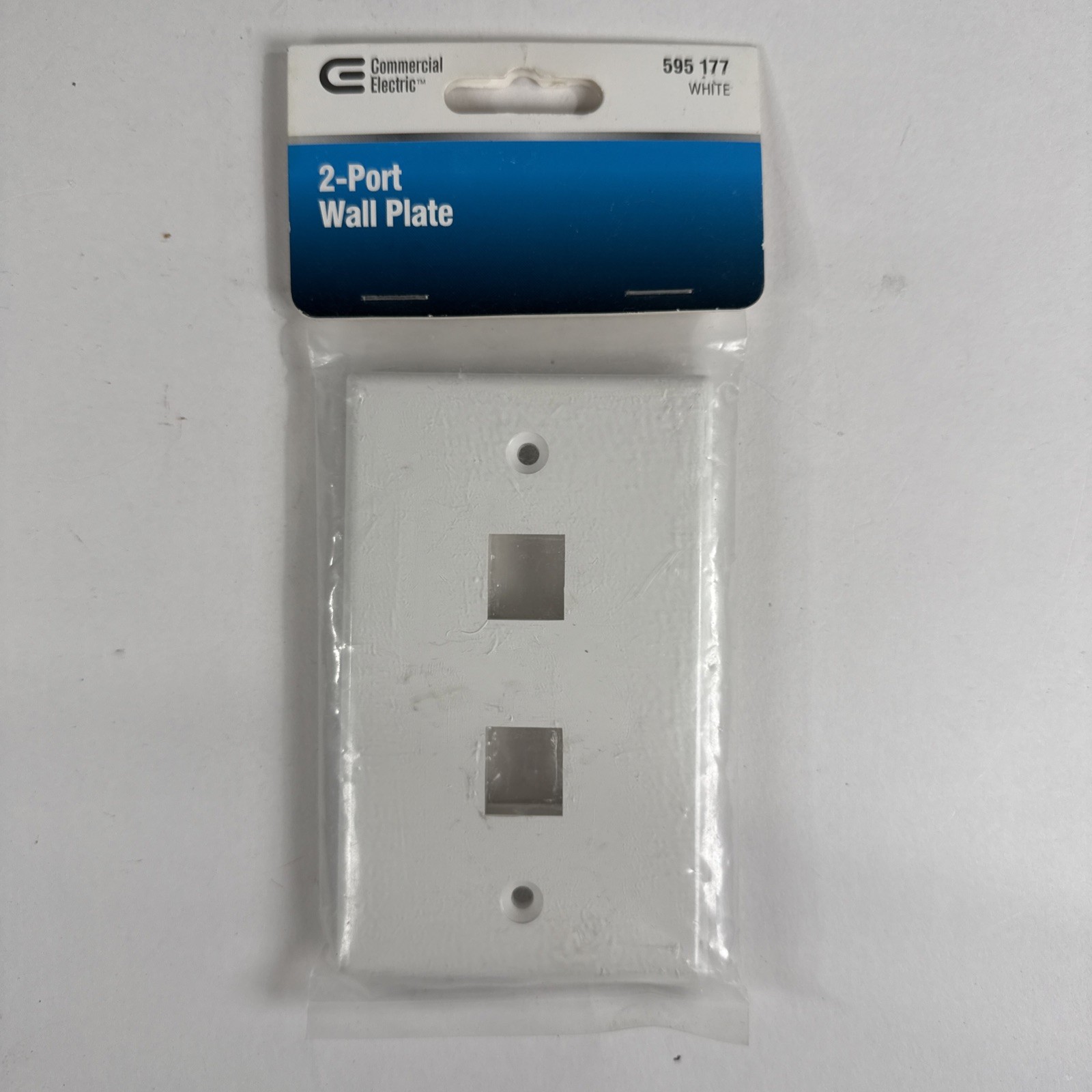 Commercial Electric 2-Port Wall Plate & Screws White 5002-WH 595-177 New (B2)