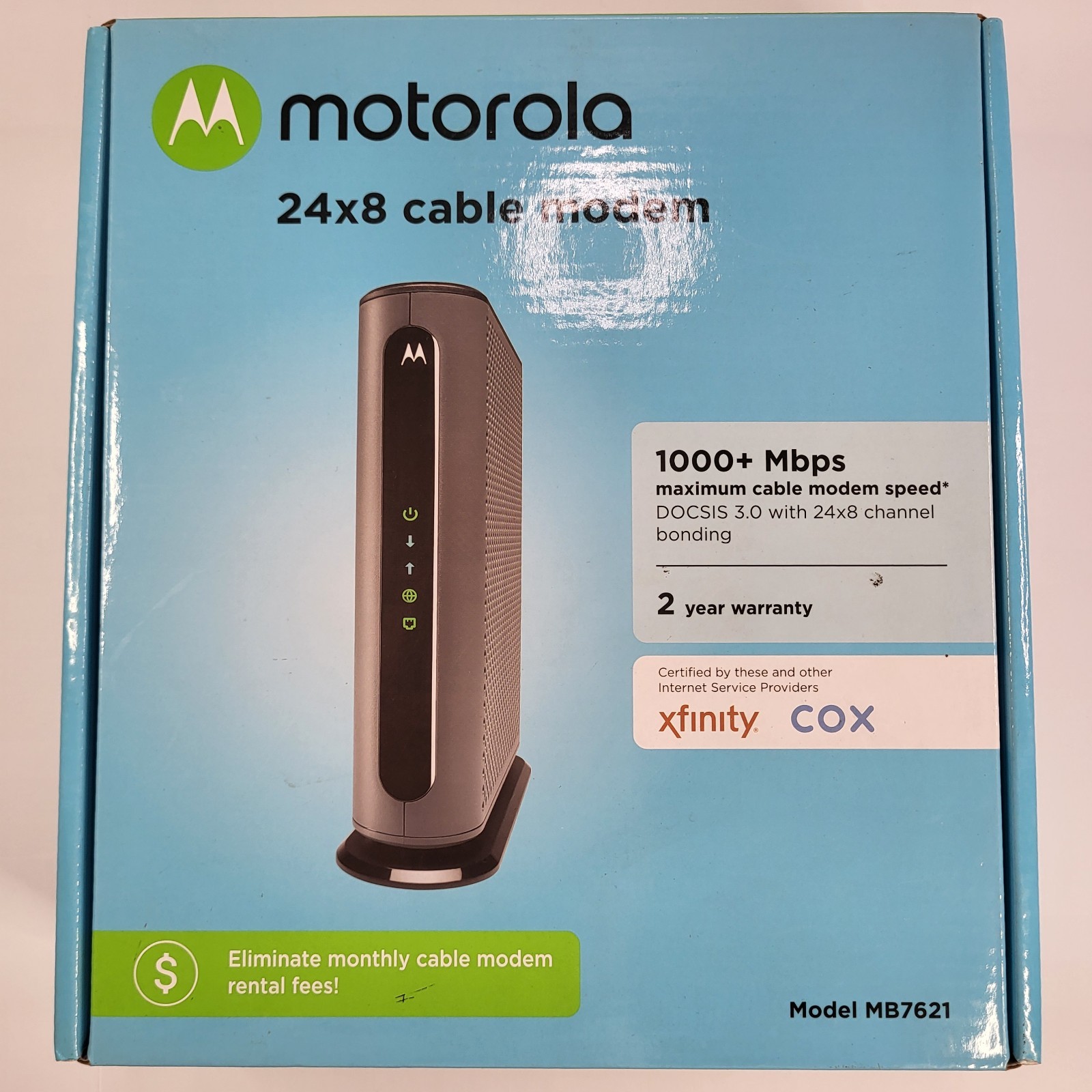 Motorola Mb7621 Cable Modem Router Docsis 3.0 1000+ Mbps Xfinity Cox 24x8 Nib