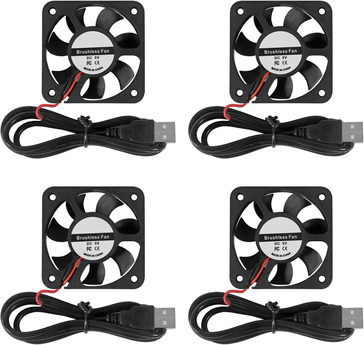 50Mm Fan 5V USB Brushless DC Cooling Fan, 4 Pack Speed 4200 RPM Fan