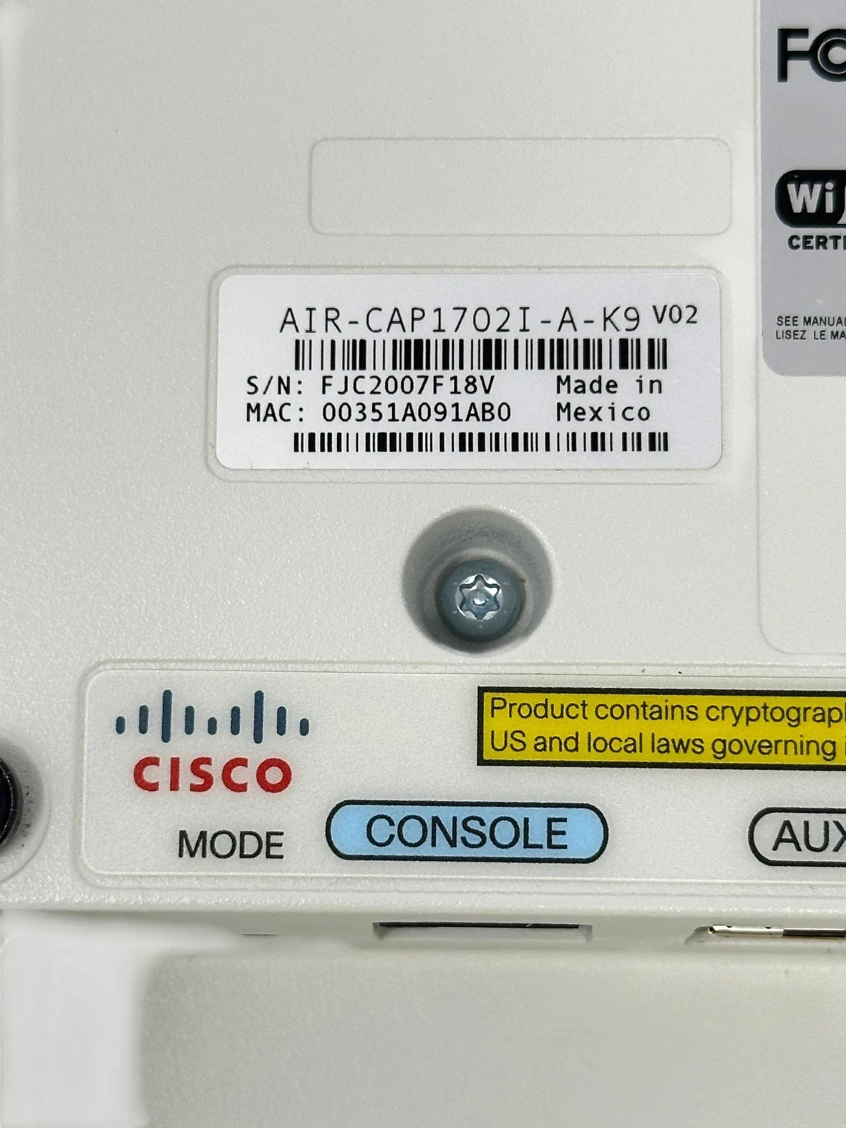 Cisco Aironet AIR-CAP1702I-A-K9 Wireless Access Point - 1700 Series 802.11ac