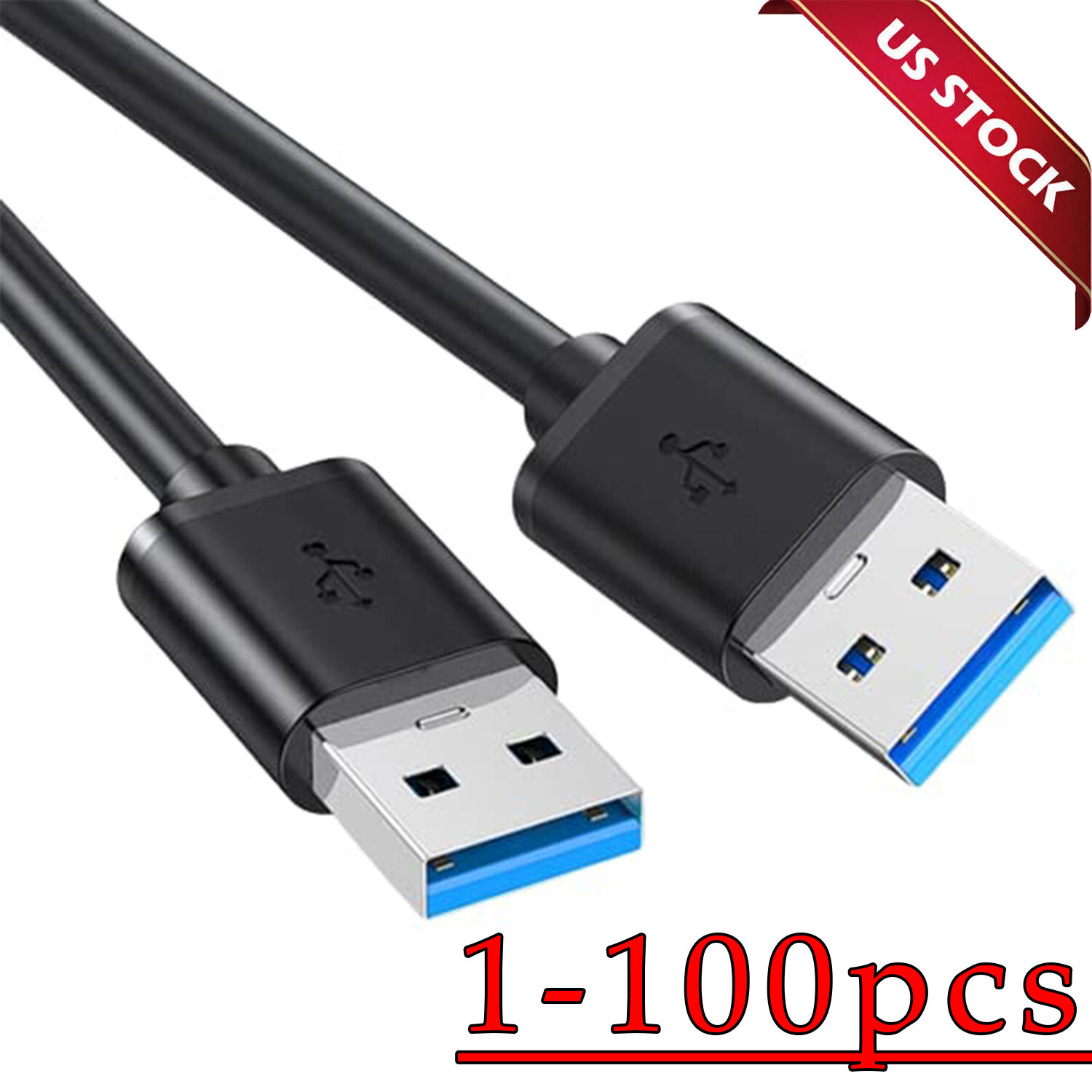 USB 3.0 A Male to A Male Cable Data Transfer Super Speed Power Charger Metal Lot