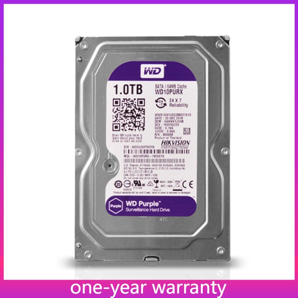 Western Digital 5400RPM WD10PURX 1TB SATA 3.5" Internal HDD Hard Disk Drive