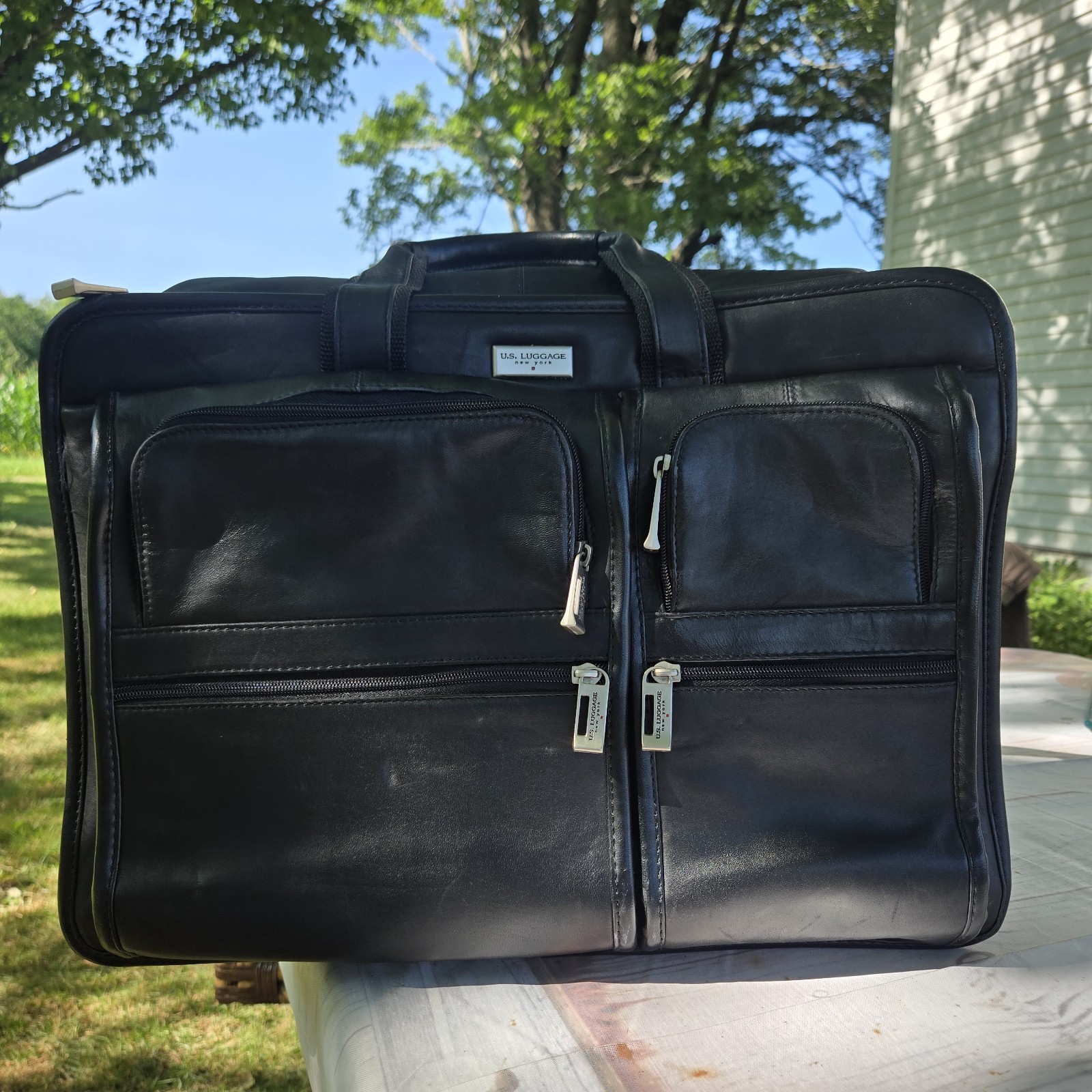 Vintage U.S Luggage New York Wide Body Leather Portfolio Briefcase Computer File