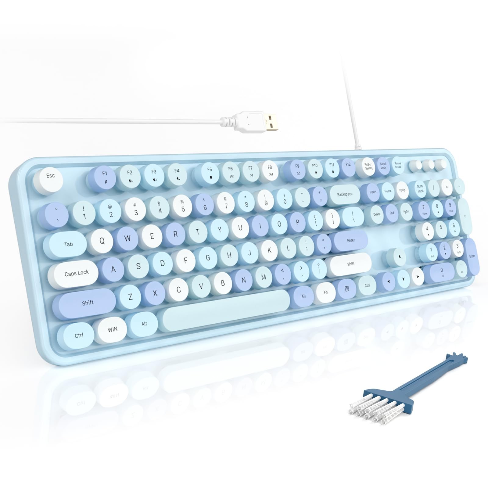 Computer Keyboards Wired, Plug Play USB Full Size Typewriter Keyboard, Cute C...