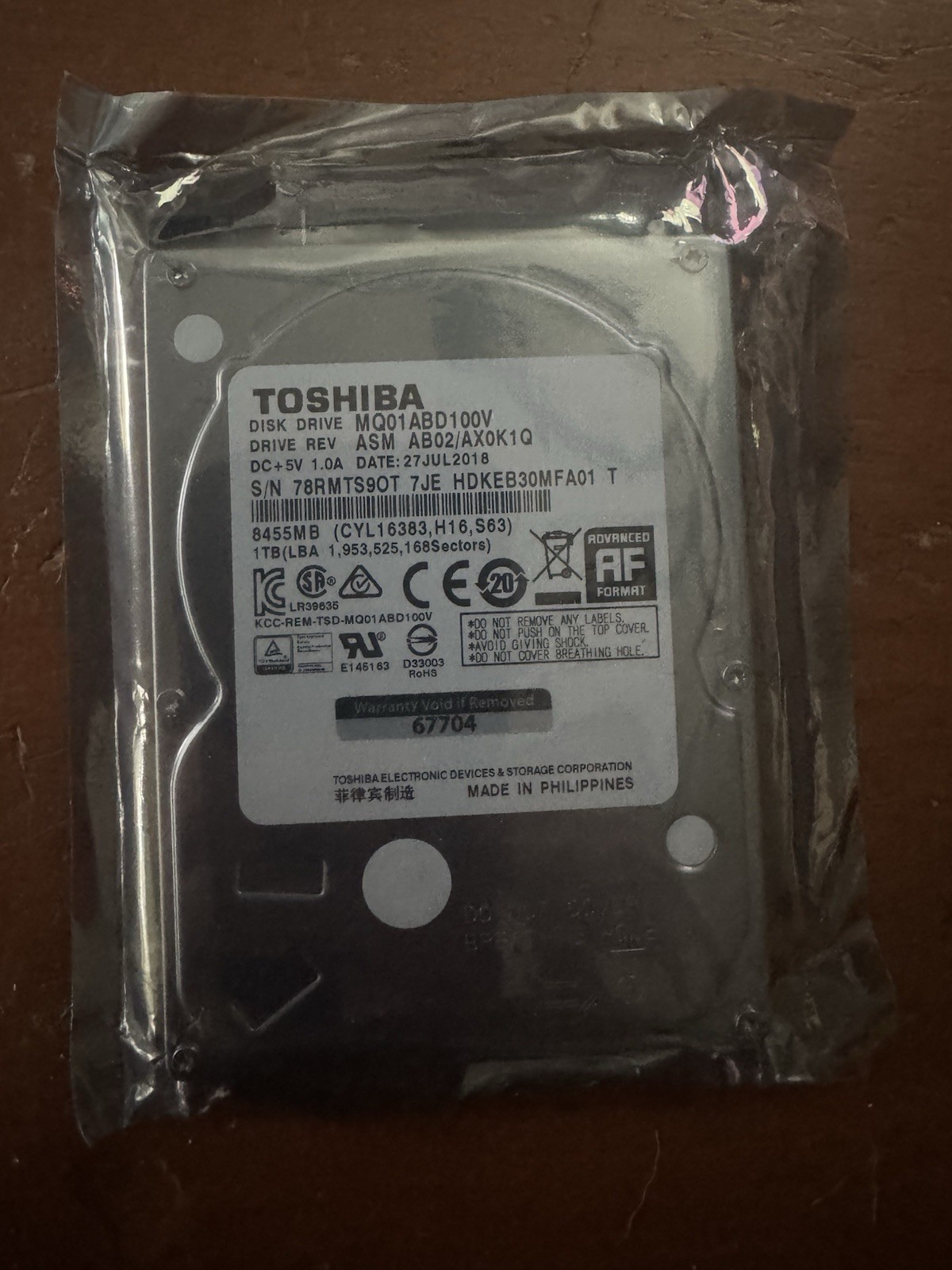 Toshiba 500GB 5400RPM 8MB Cache 9.5mm SATA 3.0Gb/s 2.5" Notebook Hard Drive