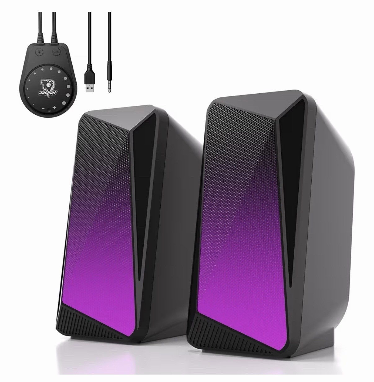 SOULION C30 Bluetooth Computer Speakers, USB Powered & 3.5 mm AUX PC Speakers wi