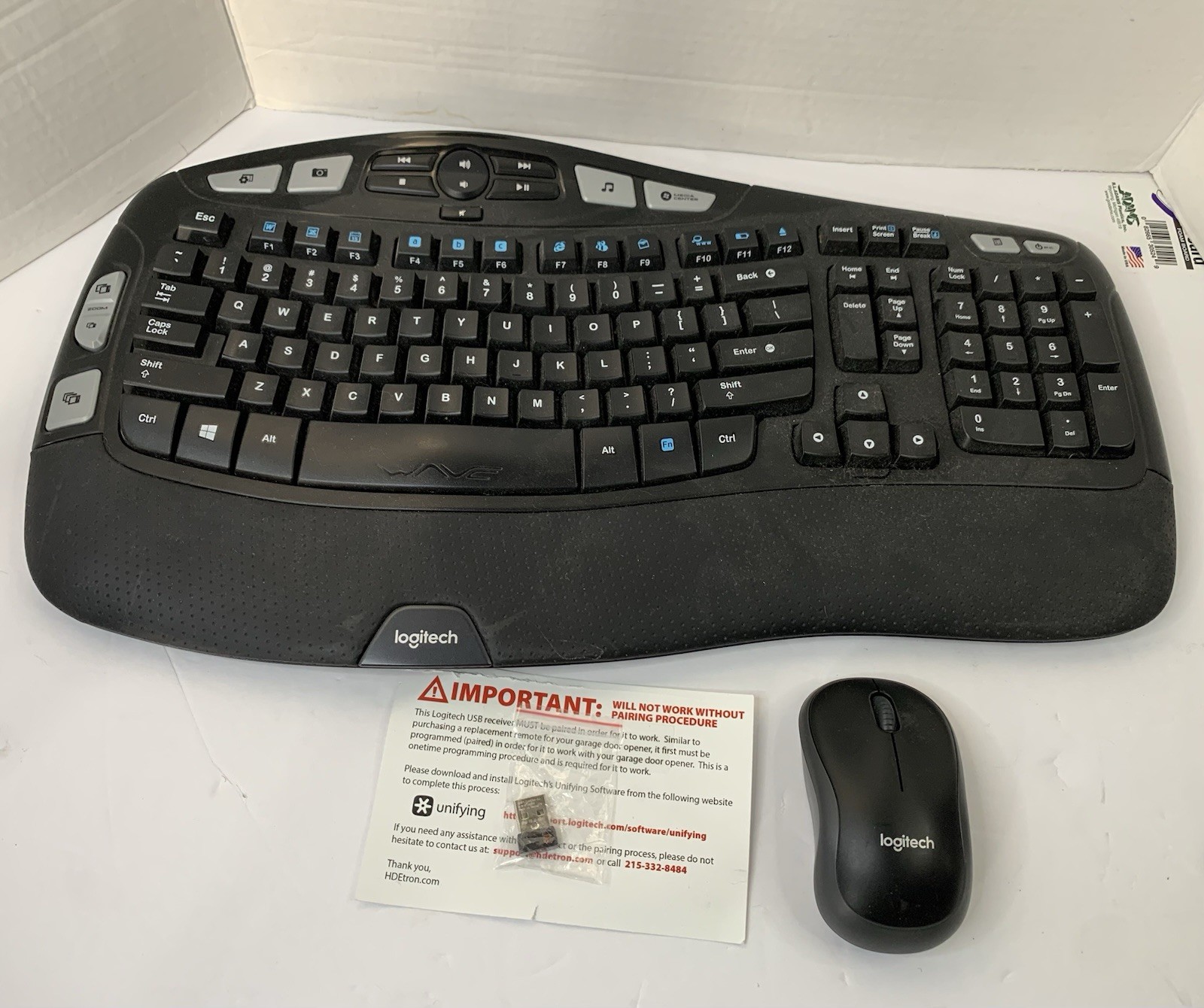 Rare Logitech K350 M510 Wireless Wave Ergonomic Keyboard W/ Mouse & USB Receiver