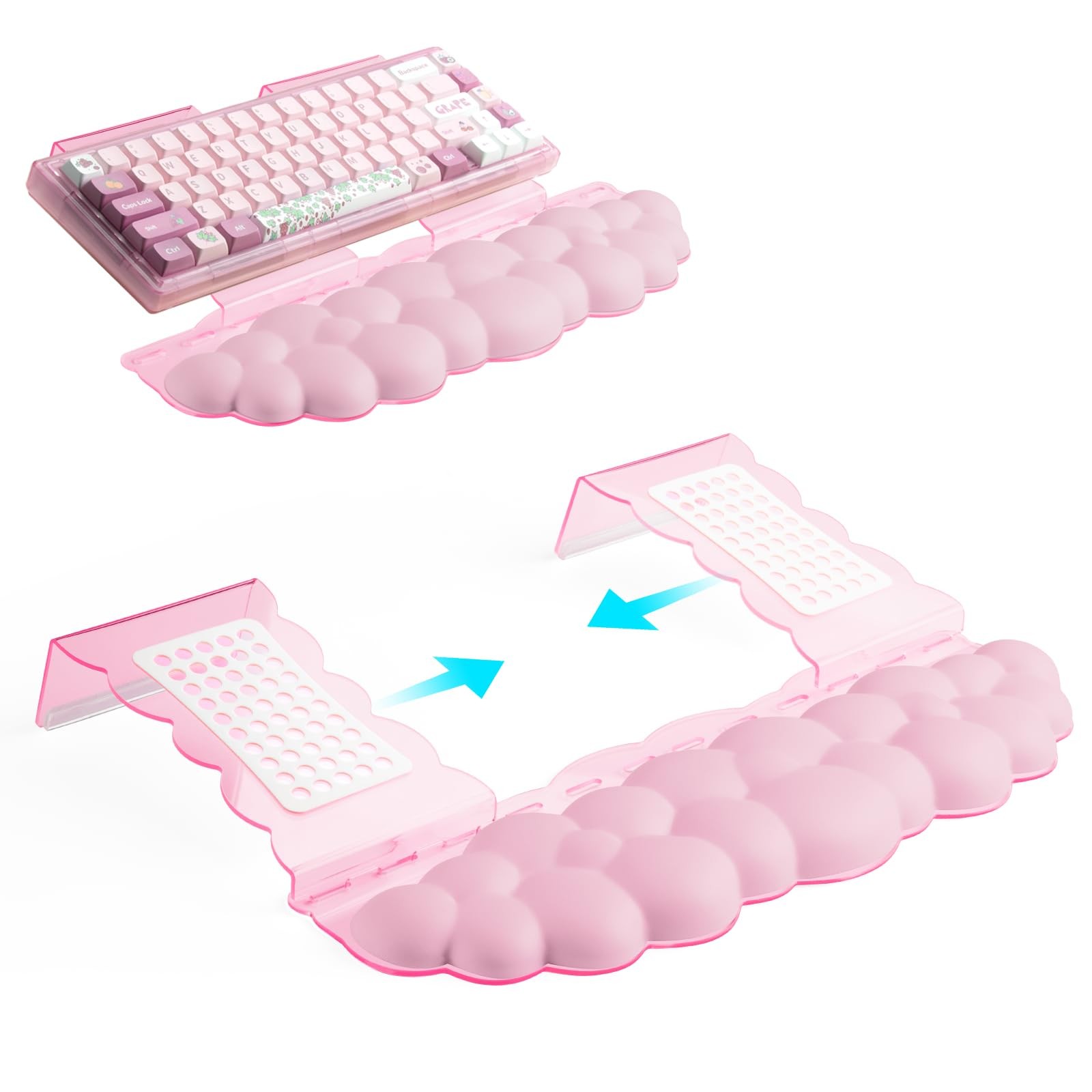 New Ergonomic Keyboard Wrist Rest,Adjustable Tilt Stand Combo,Pink Acrylic Cloud