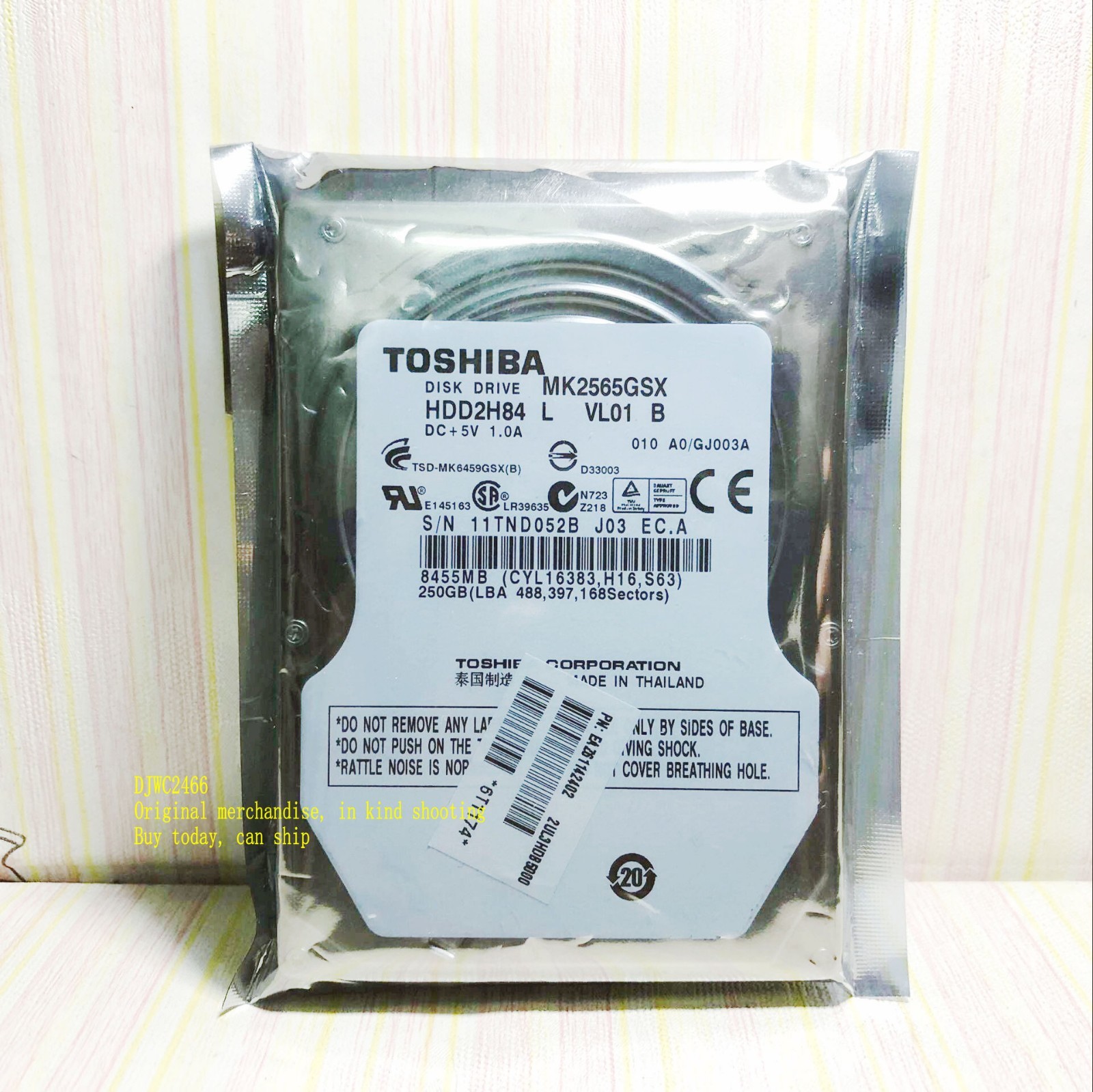 Toshiba 250GB Internal 5400RPM 2.5" (MK2565GSX) SATA 2.5'' notebook hard drive