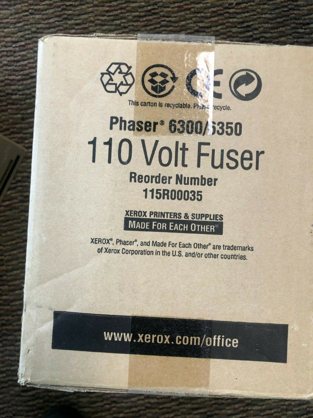 GENUINE XEROX 115R00035 PHASER 6300/6350 FUSER 110V, NEW SEALED BOX