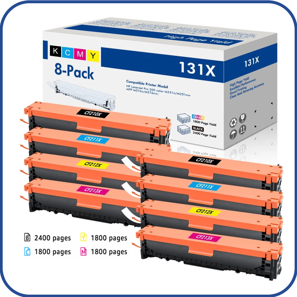 8PK CF210A Toner Cartridge For HP 131A 131X LaserJet Pro 200 M251nw MFP M276nw