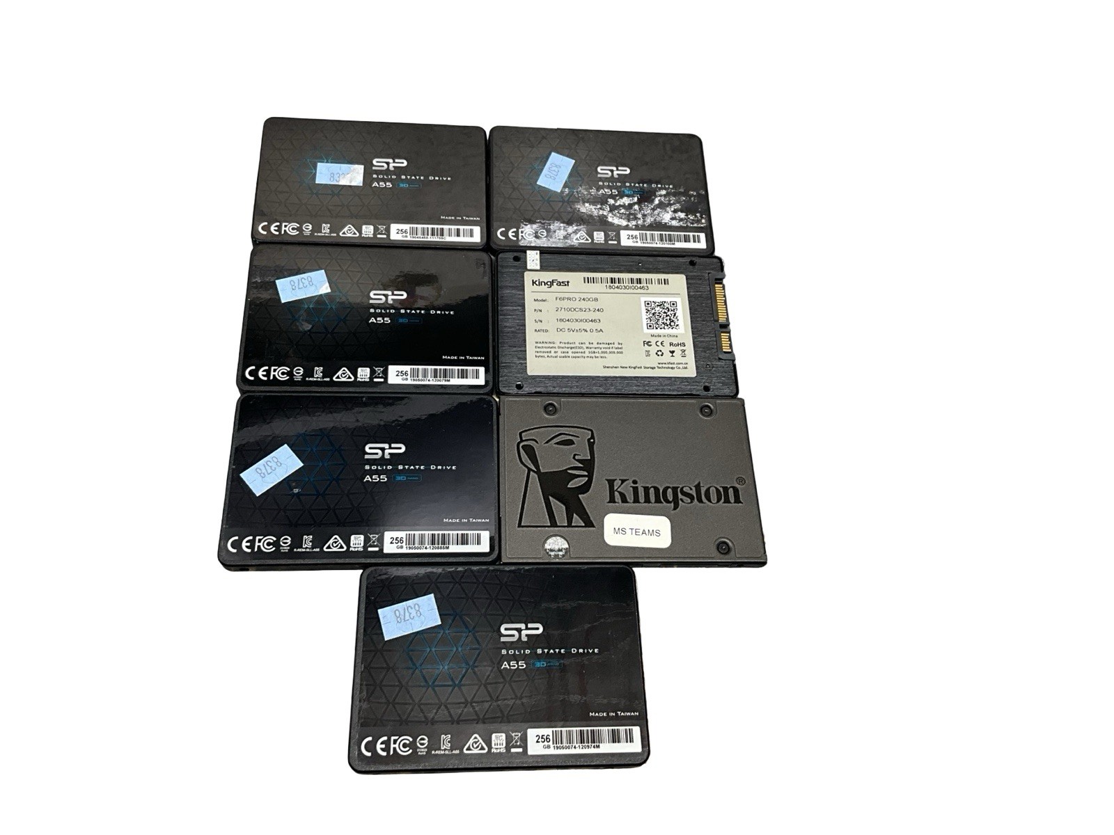 Lot of 7 Mixed 240 256GB 2.5" SATA SSD Mixed Brands 94-100% Health