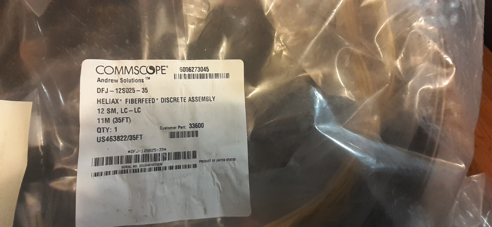 CommScope DFJ-12S025-35 6 pair SM fiber, armored LC/LC 35ft.