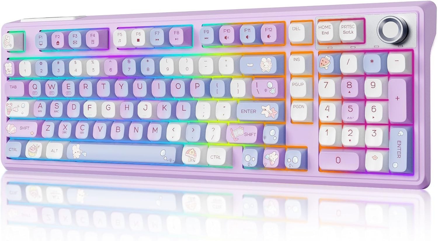 Creamy Keyboard with number pad, Wireless Mechanical Keyboard w/ Knob | F98 RGB