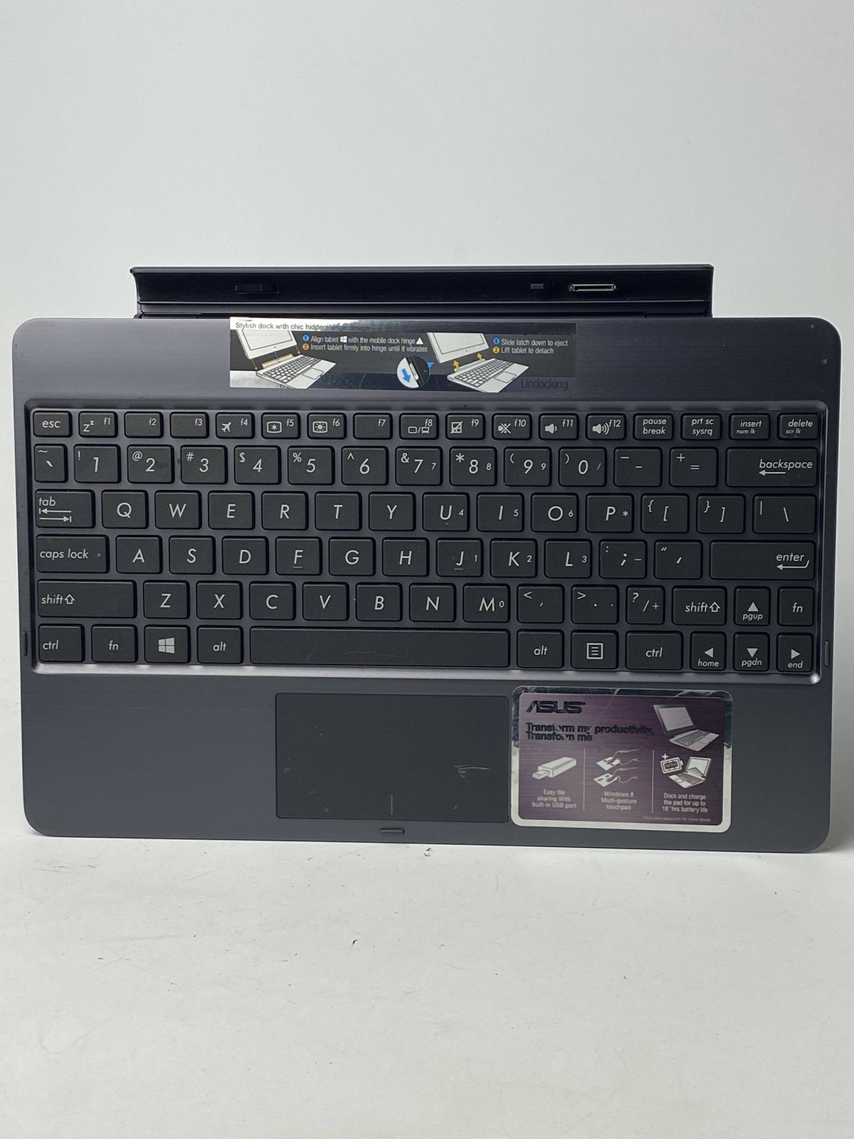 ASUS TF600T Charging Dock Touchpad Keyboard USB Port for Vivo Tab RT - Gray