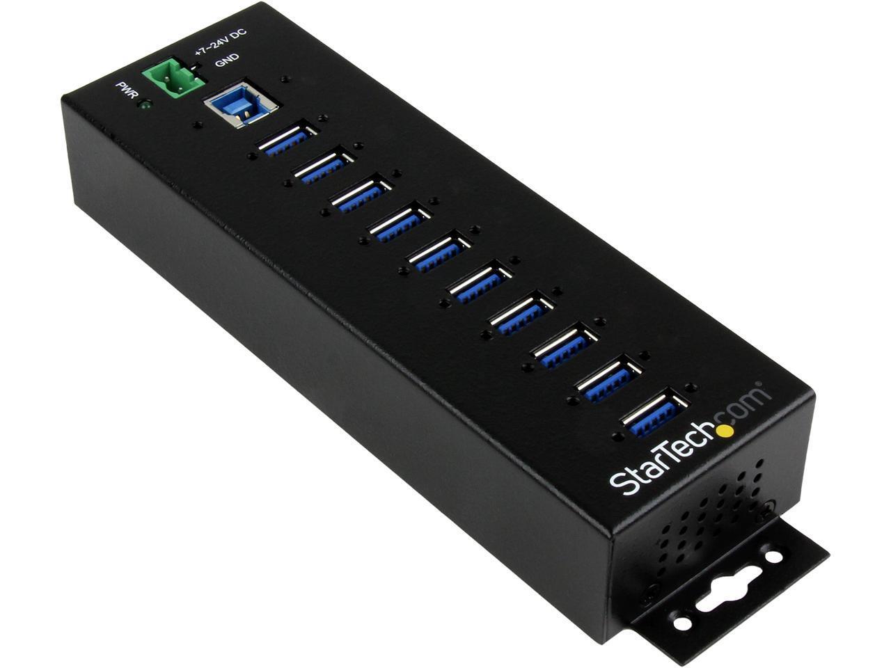 StarTech.com HB30A10AME 10-Port Industrial USB 3.0 Hub with External Power Adapt