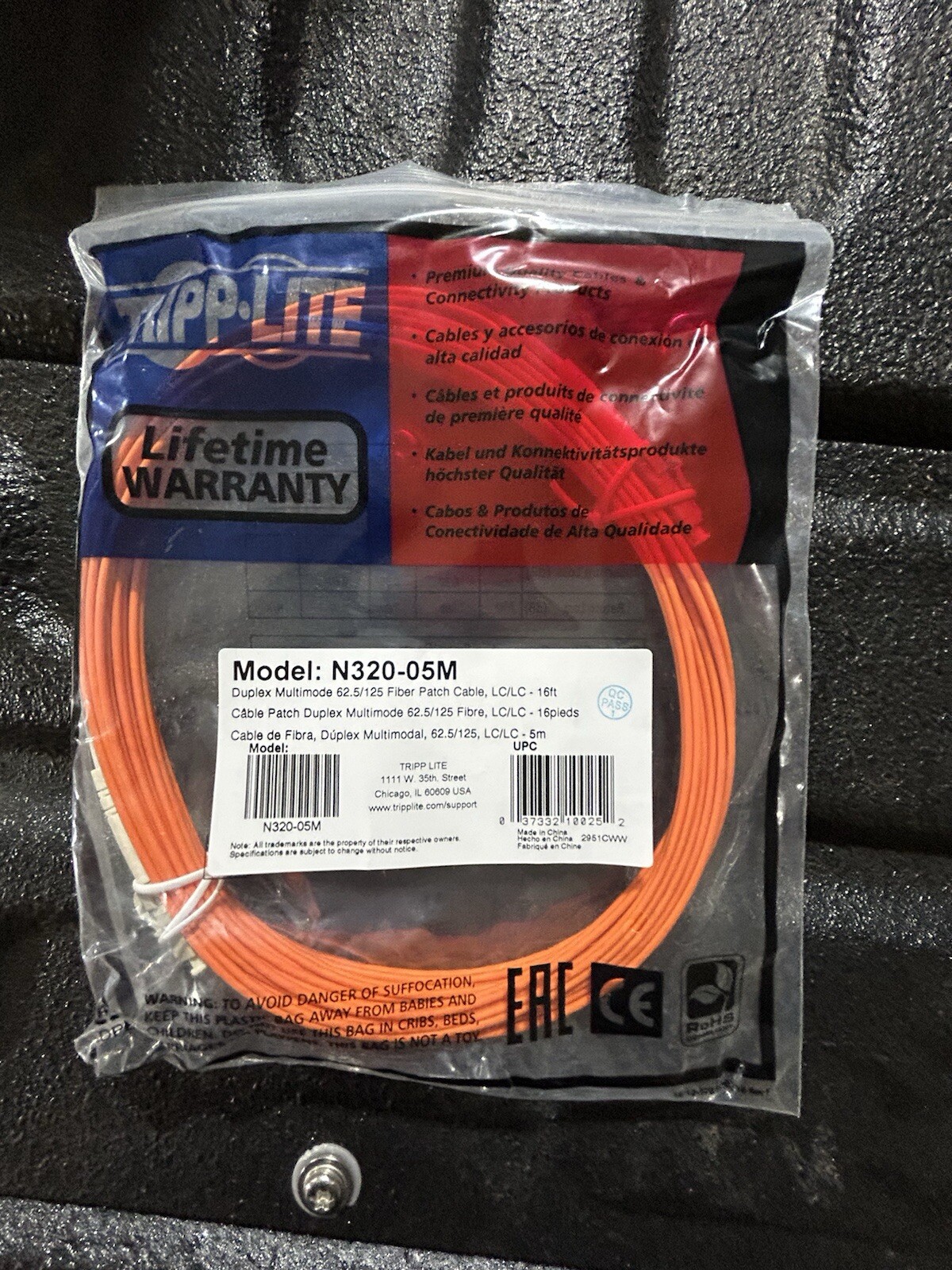 Tripp Lite 5M Duplex Multimode 62.5/125 Fiber Optic Patch Cable LC/LC 16' 16ft 5