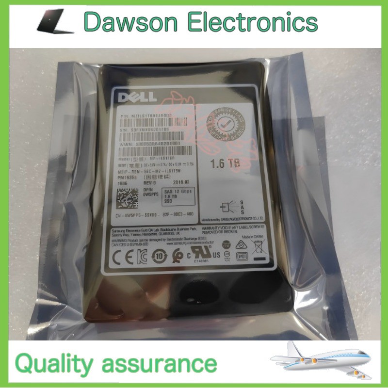 Used W5PP5 0W5PP5 Dell PM1635a 1.6TB 12Gbps SAS MU TLC 2.5 SSD MZ-ILS1T6B
