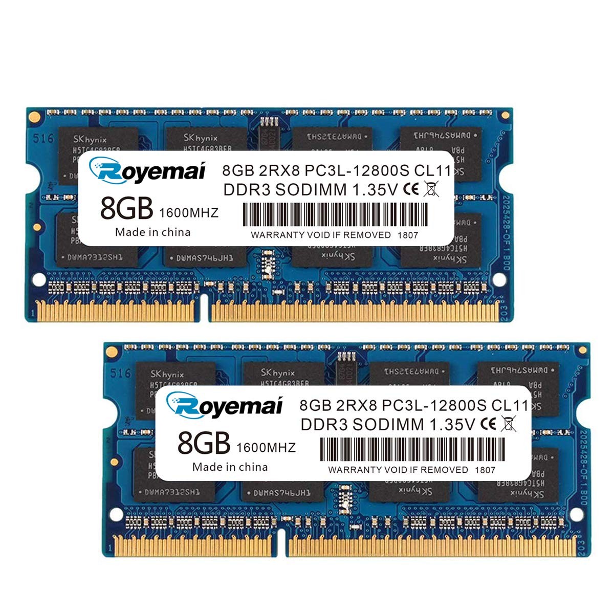 DDR3 12800S 16GB Kit (2x8GB), Royemai PC3L-1600MHz 2Rx8 Laptop Notebook RAM Memo