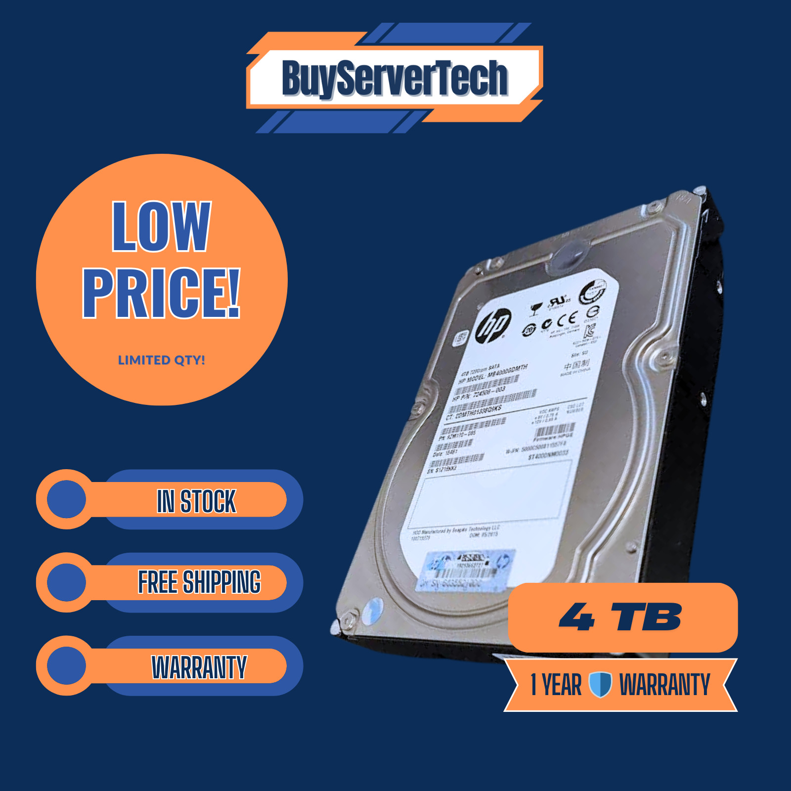 HP/SEAGATE ST4000NM0033 4TB 3.5' SATA 7.2K 6G FW HPGE