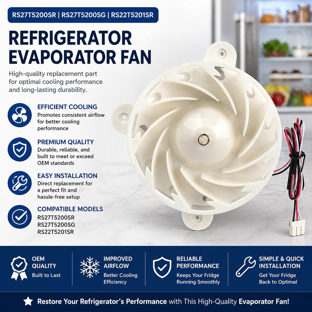 Refrigerator Evaporator Fan Motor for Samsung Refrige DA31-00342A #