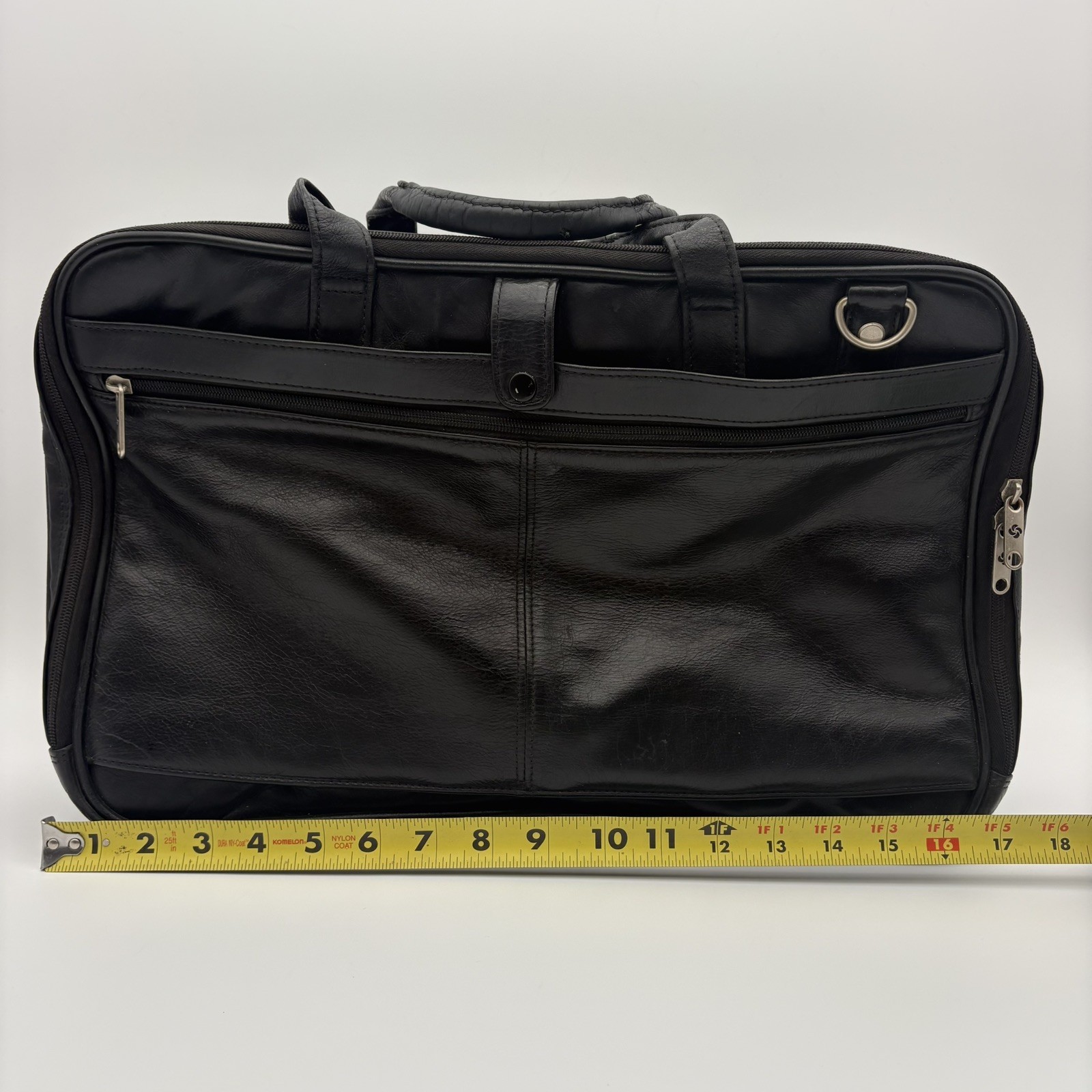Vintage Samsonite Black Leather Expandable Briefcase 17" Laptop Bag Business