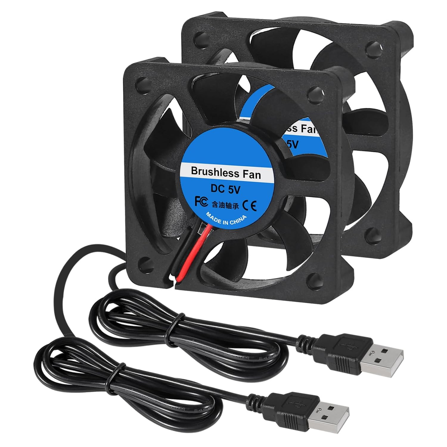 2Pcs 50Mm USB Brushless Cooling DC 5V 50Mm X 10Mm Fan Cooler - 4200 RPM for DIY
