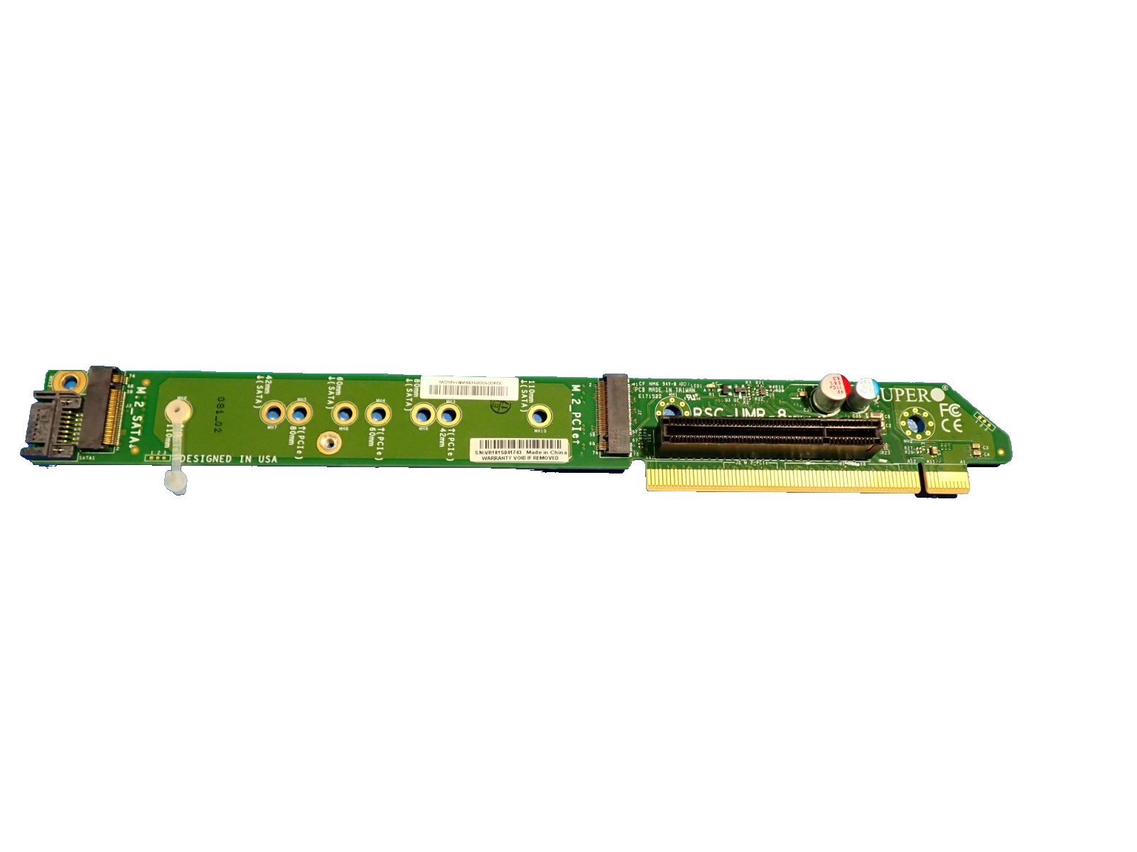 Supermicro RSC-UMR-8 Riser card, 1-Port SATA3 & PCIe x8 1U Hybrid Riser Card