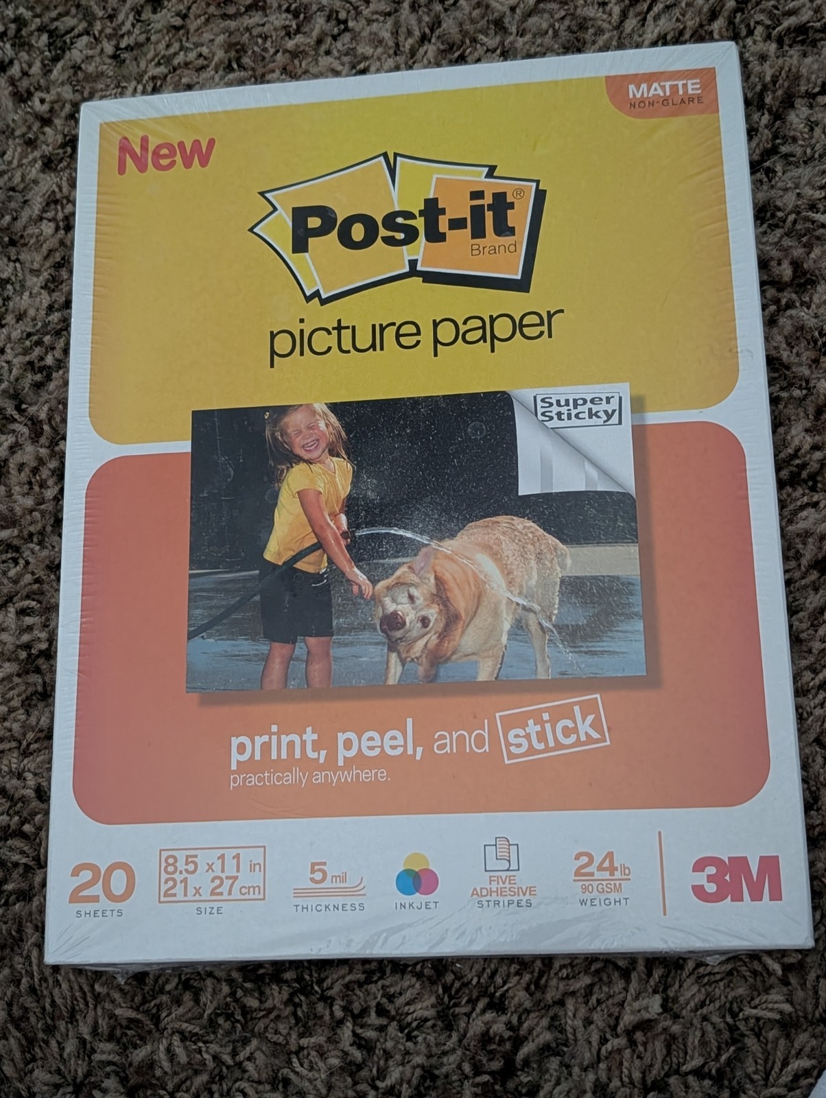 POST-IT 8.5" x 11" Super Sticky Picture Paper - 20 Sheets MATTE new unopened
