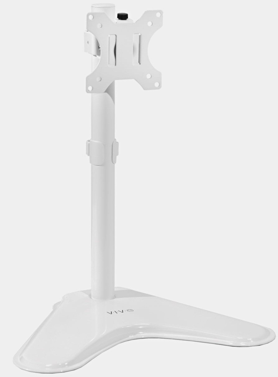 VIVO White Single Monitor Stand Mount Tilt, Swivel & 360° Rotation