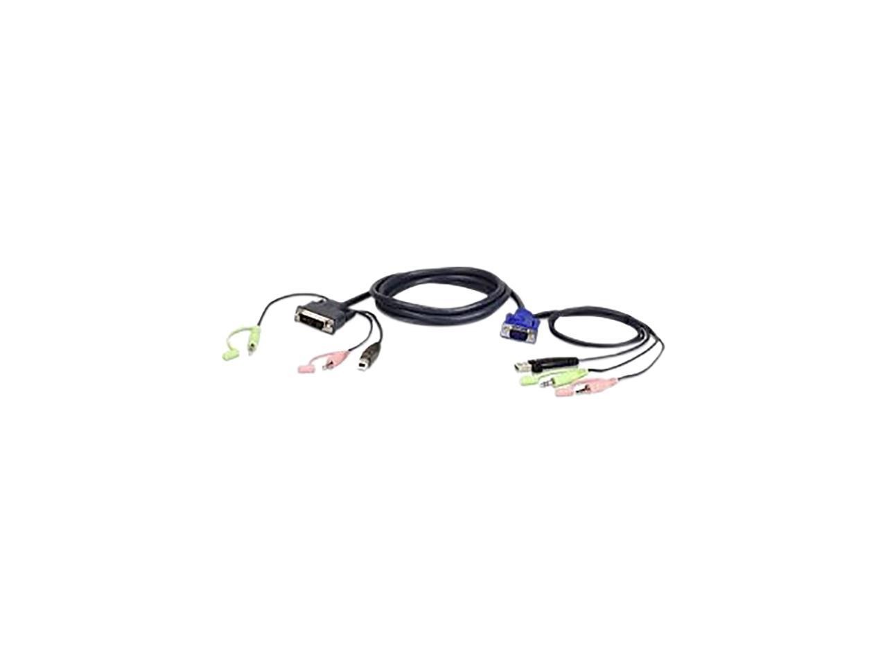 ATEN 1.8M USB VGA to DVI-A KVM Cable with Audio (2l7dx2u)