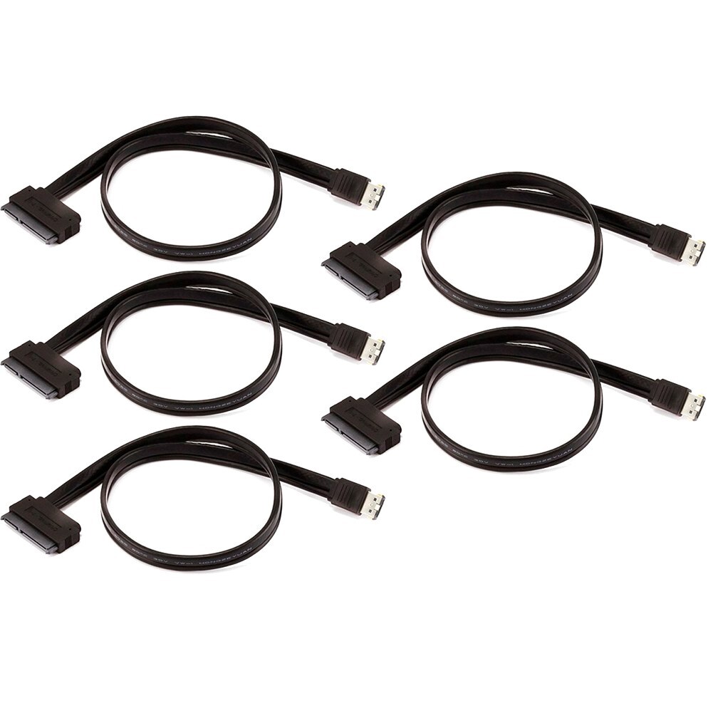 5x 19" External Serial ATA SATA Powered eSATAp To SATA 22 pin HDD Black Cable 