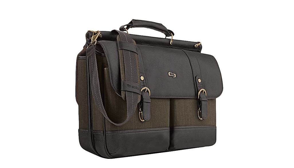 (BRAND NEW) Solo New York Thompson 15.6" Laptop Briefcase, Brown/Olive