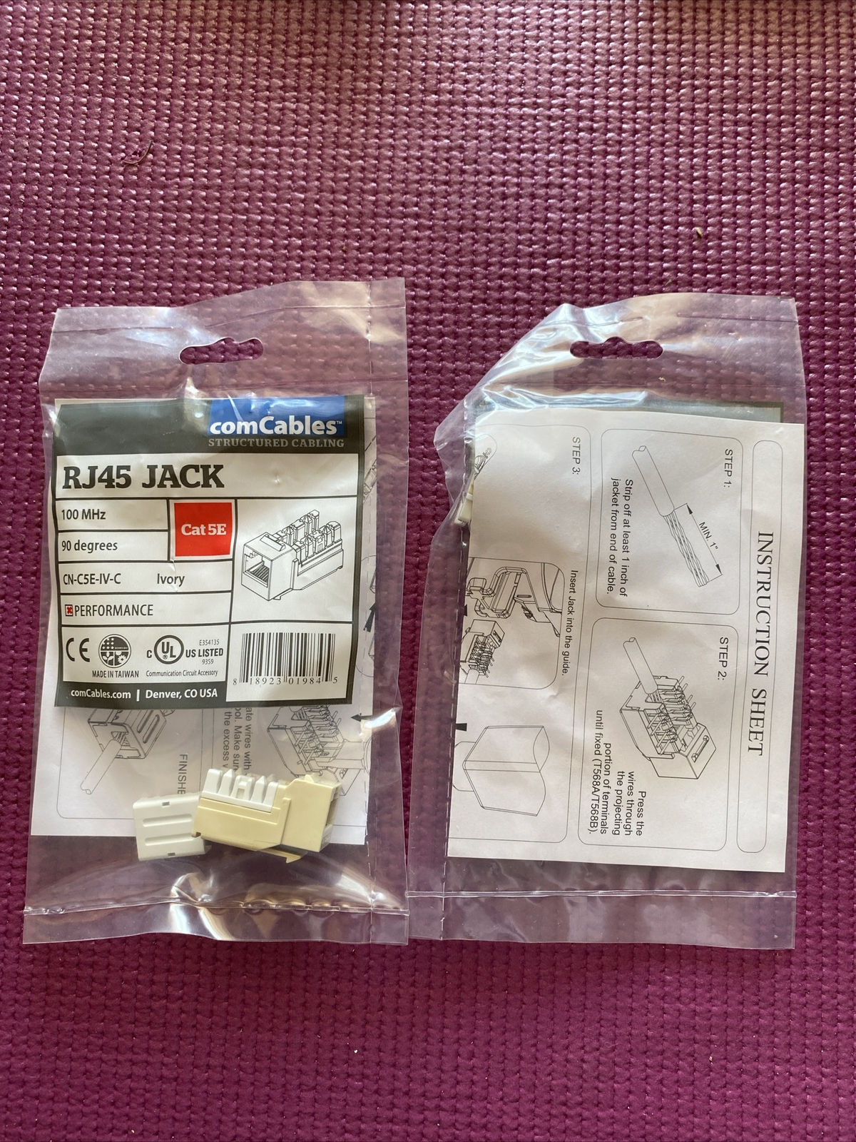 comCables Cat 5e Keystone Ivory Network Ethernet Tracjacks Jacks 12 Count