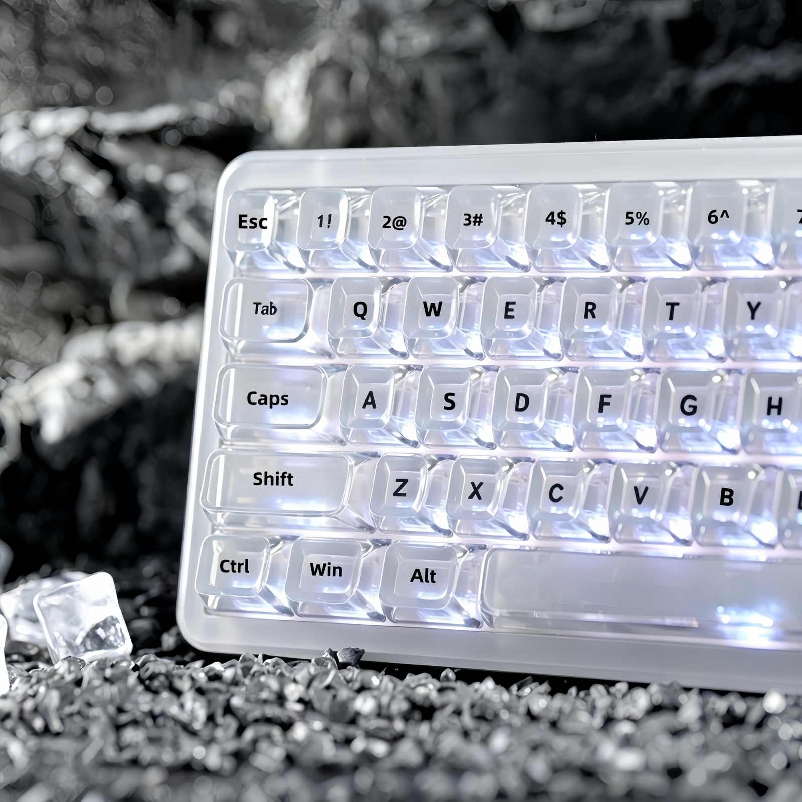 126 PCS White ICE Clear Jelly Translucent Keycaps ASA Profile For MX Switches