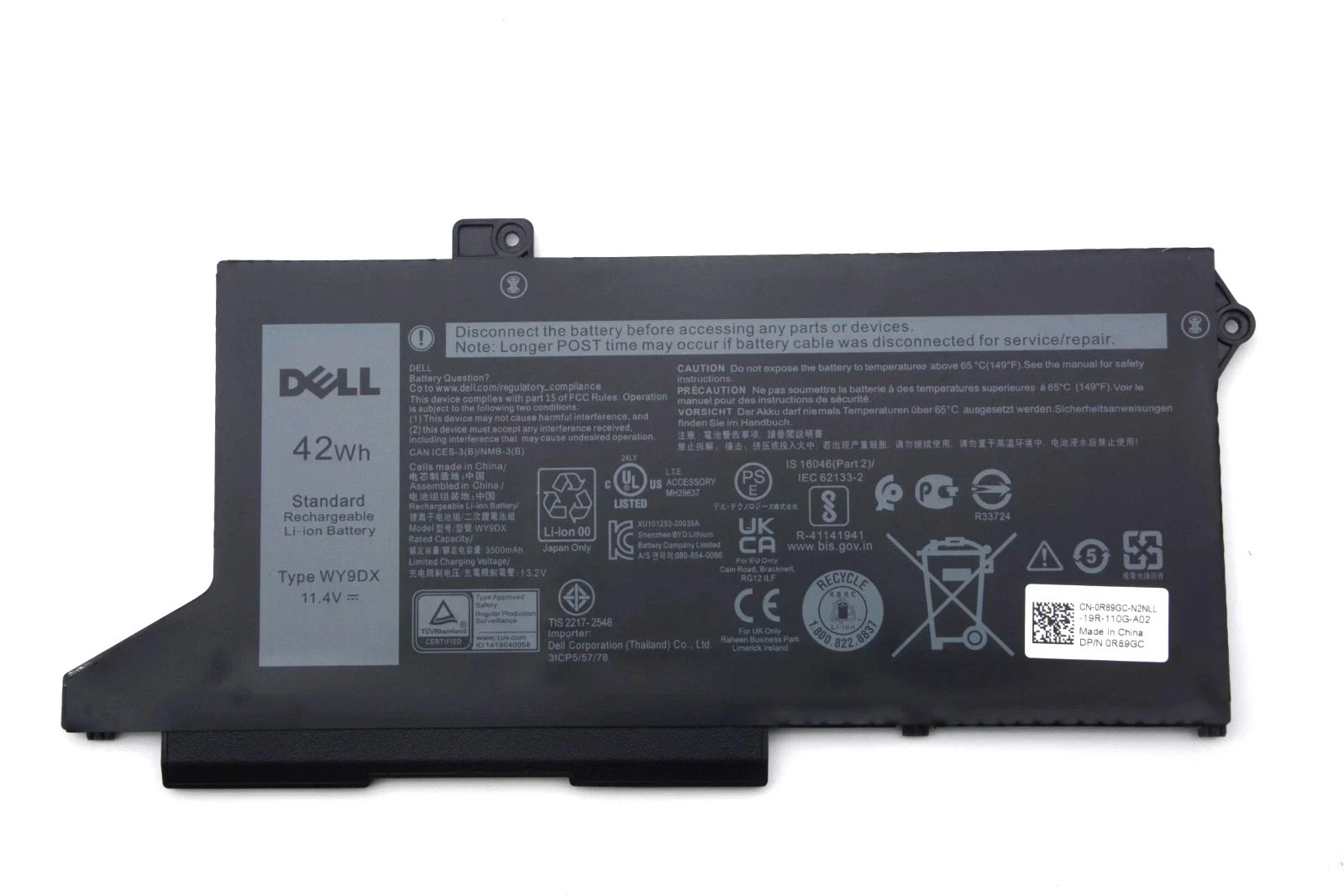 OEM 42Wh WY9DX Genuine Battery For Dell Precision 3560 Latitude 5420 5520 005R42
