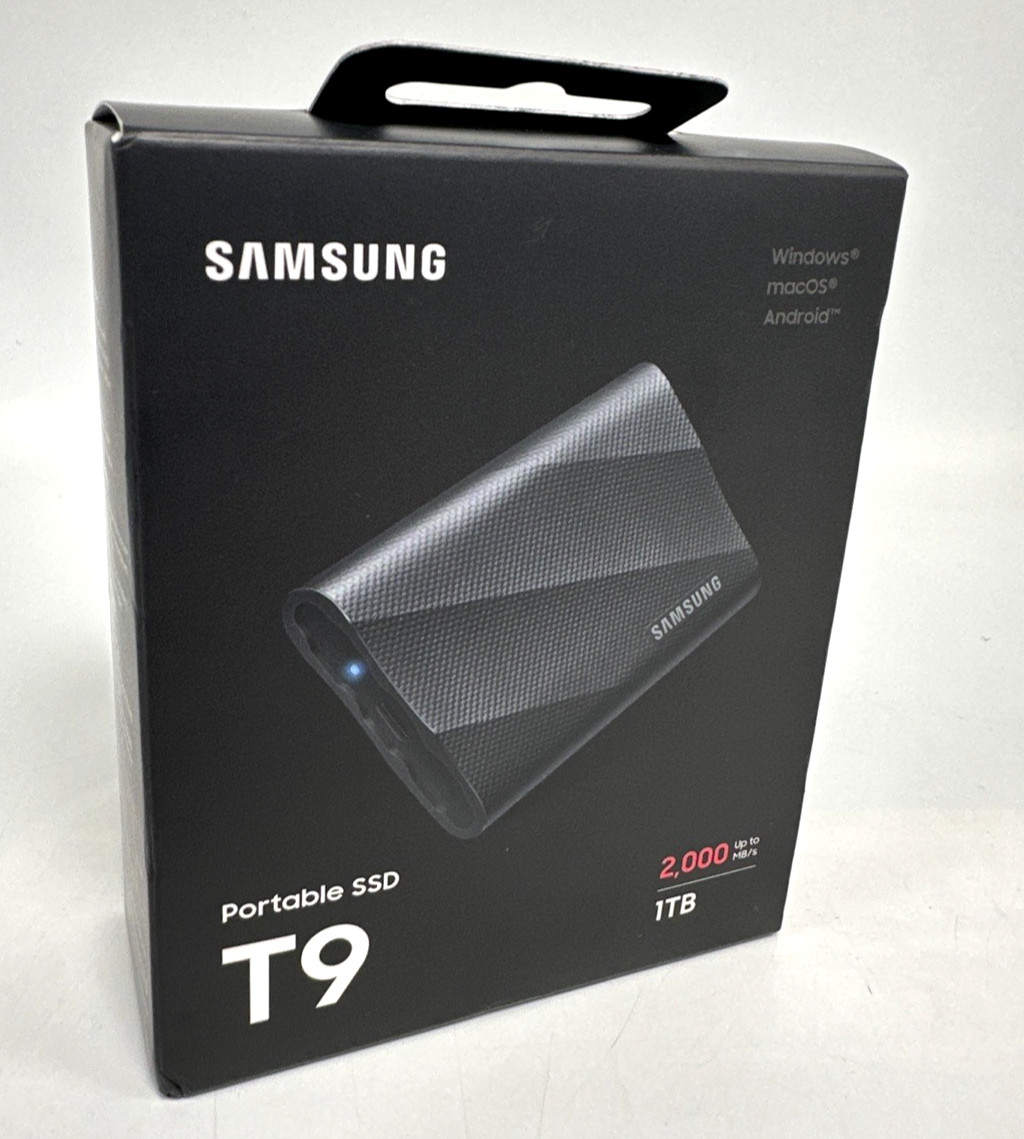 Samsung T9 Portable SSD 1TB Black USB 3.2 Gen 2x2 (MU-PG1T0B/AM) *NEW SEALED*