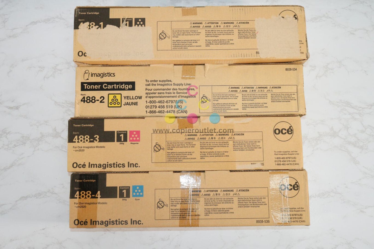 4 Cosmetic OEM Oce / Imagistic CM2520 CMYK Toners 488-1,488-2,488-3,488-4