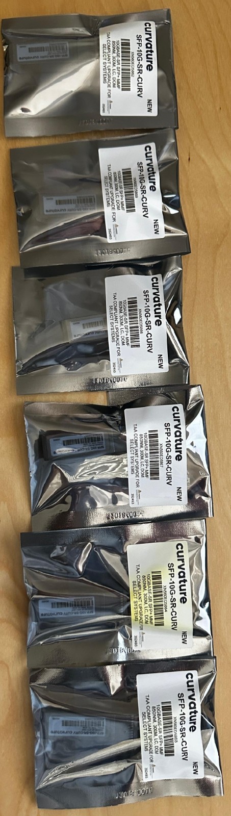 New Curvature SFP-10G-SR-CURV 10GBase-SR SFP+ MMF 850nm 300m LC DOM [Lot of x6]