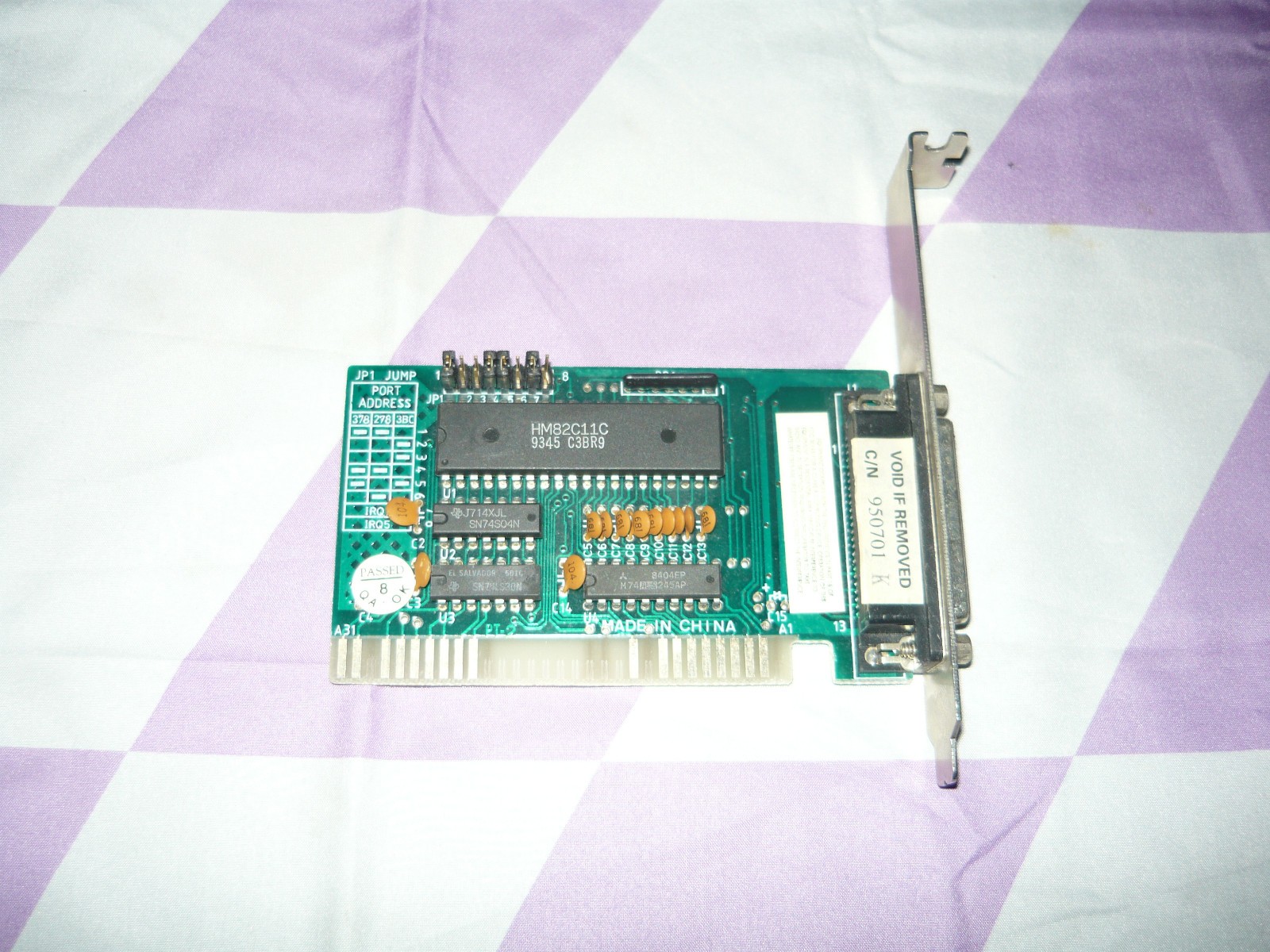 Vintage HM82C11C Parallel LPT Printer Port ISA Card Used