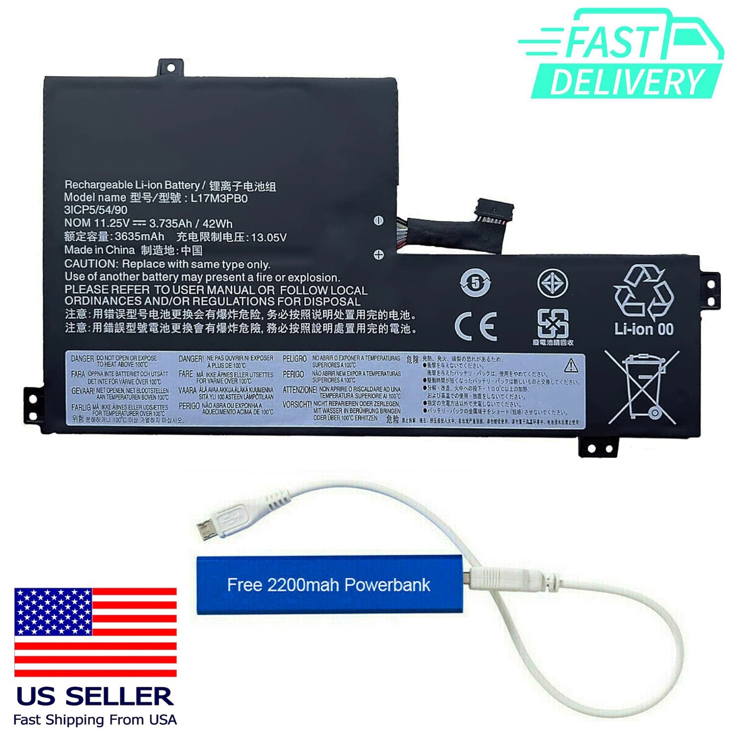 L17M3PB0 L18D3PG1 BATTERY FOR LENOVO 100e 300e 500e 42WH 5B10W67369 L17L3PB0